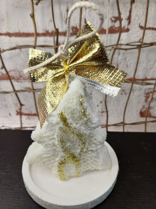 Set decorativ  Craciun - lumanare bradut plus suport ceramic. [8]