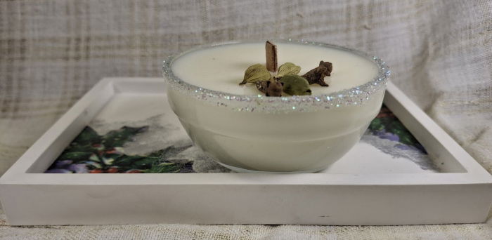 Set decorativ Craciun - lumanare plus suport din ceramica si vas [3]