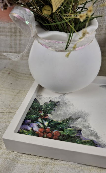 Set decorativ Craciun - lumanare plus suport din ceramica si vas [12]