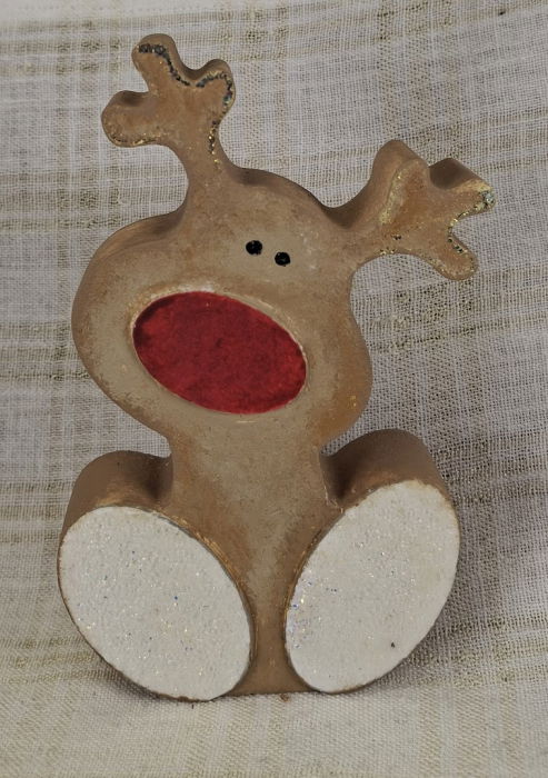 Set decorativ de Craciun - 'Brad & Rudolph' - lumanare plus suport din ceramica pictat manual [5]