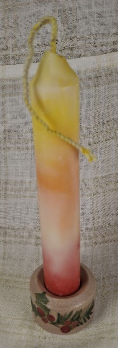 Set decorativ de Craciun - 'Long Candle 2' - lumanare plus suport din ceramica pictat manual [2]