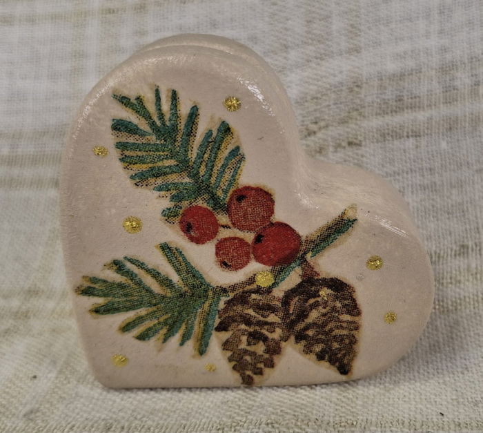 Set decorativ de Craciun - 'Long Candle 2' - lumanare plus suport din ceramica pictat manual [10]