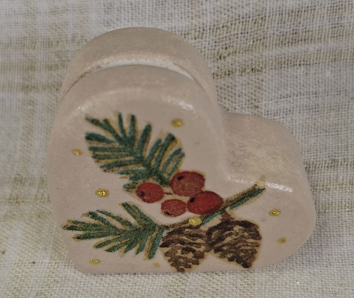 Set decorativ de Craciun - 'Long Candle 2' - lumanare plus suport din ceramica pictat manual [11]