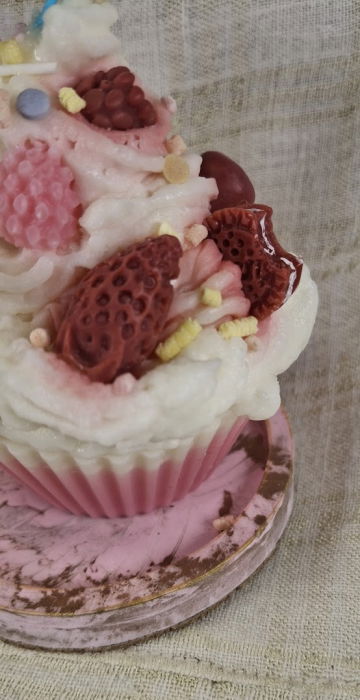 Set decorativ de Craciun - 'Melting Cupcake' - lumanare plus suport din ceramica [5]