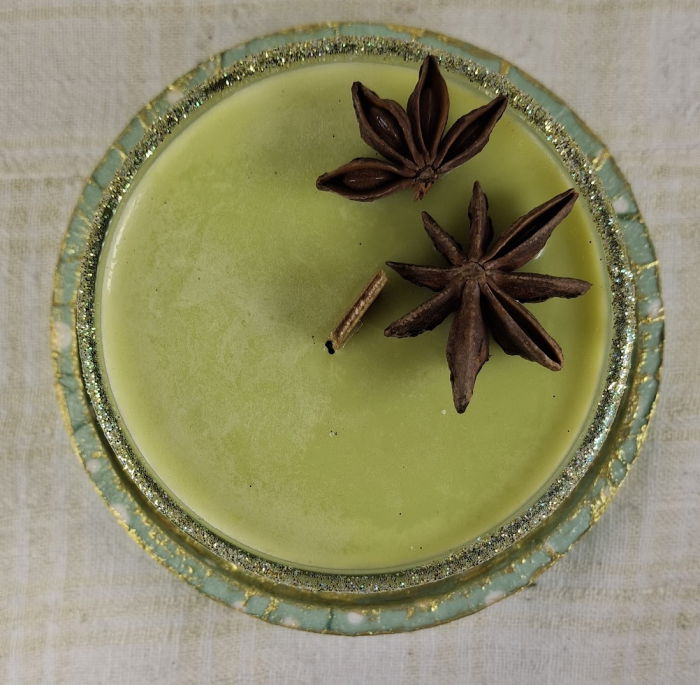 Set decorativ de Craciun - 'Merry Christmas' - lumanare plus suport din ceramica pictat manual [3]