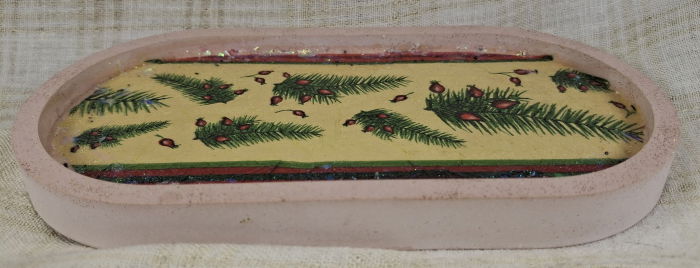 Set decorativ de Craciun - 'Red Gold & Green' - lumanare plus suport din ceramica pictat manual [10]