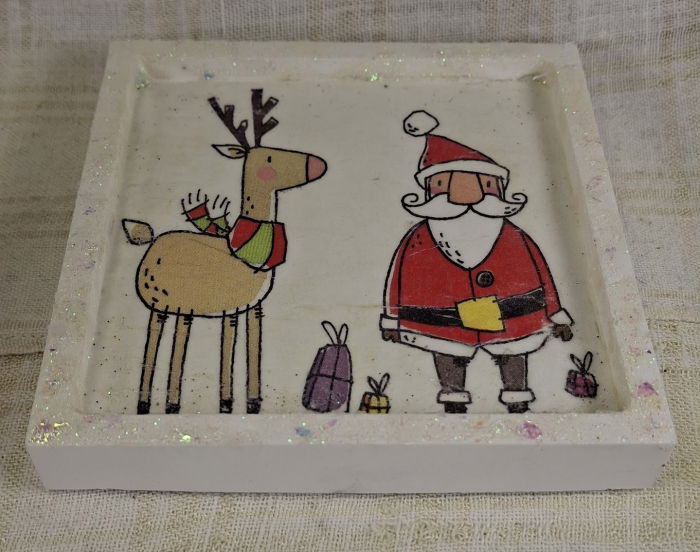 Set decorativ de Craciun - 'Rudolph & Santa' - lumanare plus suport din ceramica pictat manual [7]