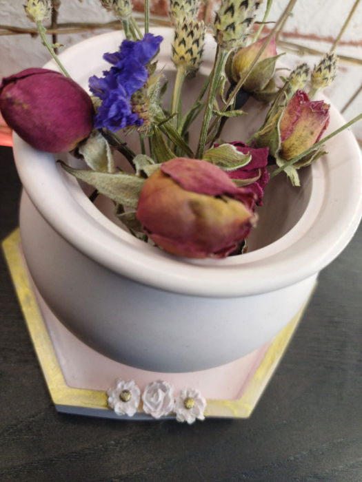 Set decorativ - farfurie cu flori aurii [8]