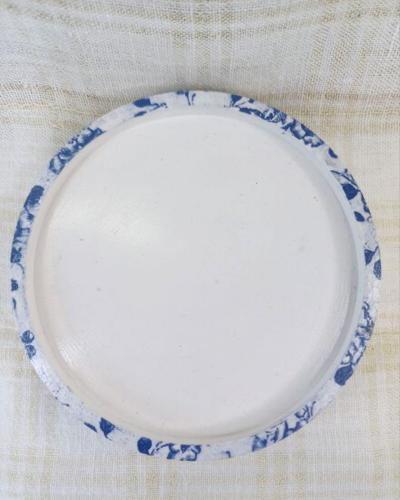 Set decorativ - lumanare parfumata in recipient inimioara plus suport -  motiv floral bleumarin. [4]