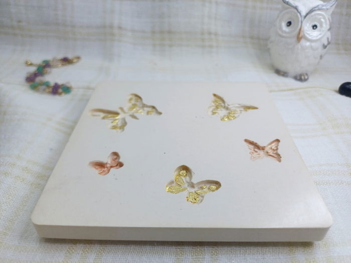 Set decorativ -  lumanare in recipient  rotund plus coaster din ceramica. [8]