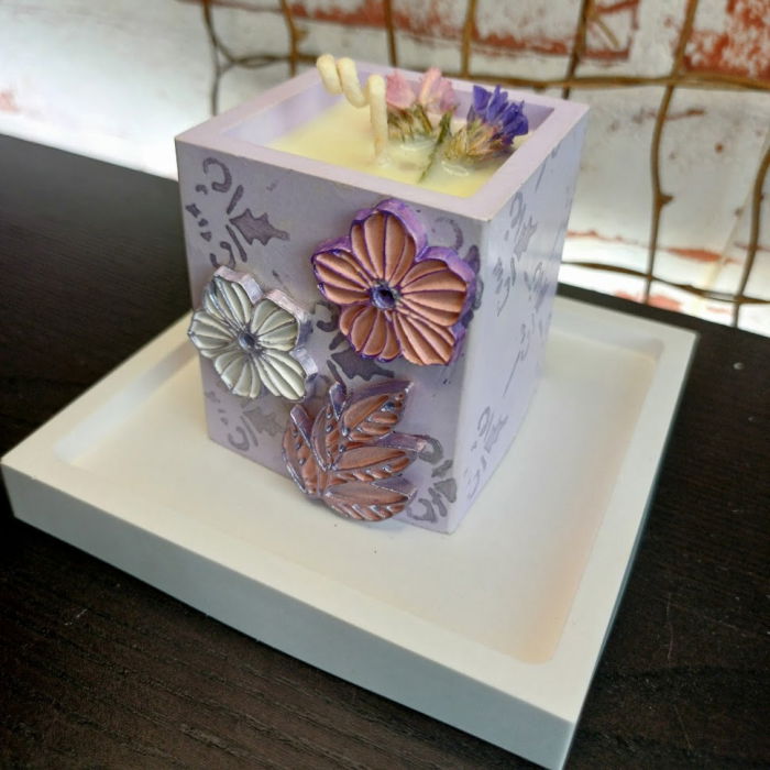 Set decorativ pahar mov cu floricele [1]