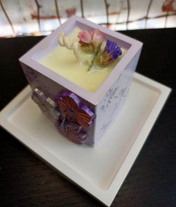 Set decorativ pahar mov cu floricele [11]