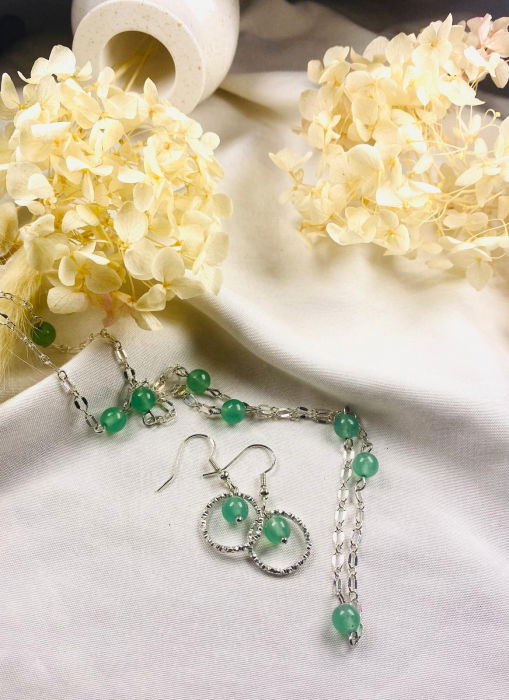 Set lantisor si cercei "aventurin" [3]