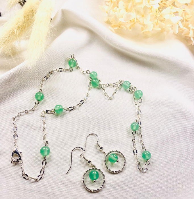 Set lantisor si cercei "aventurin" [1]