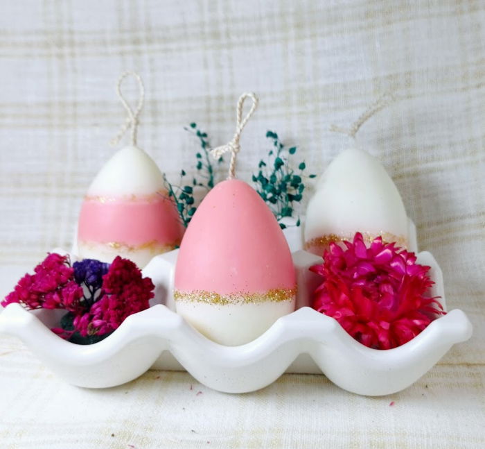 Suport de oua din ceramica handmade + 3 lumanari " ousoare parfumate " [10]