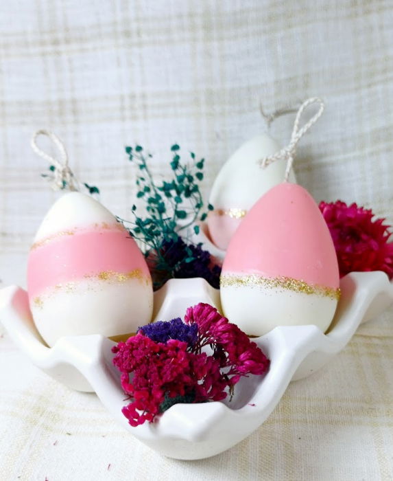 Suport de oua din ceramica handmade + 3 lumanari " ousoare parfumate " [2]