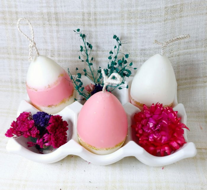 Suport de oua din ceramica handmade + 3 lumanari " ousoare parfumate " [1]