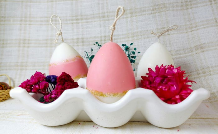 Suport de oua din ceramica handmade + 3 lumanari " ousoare parfumate " [3]