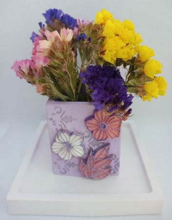 Set decorativ pahar mov cu floricele [13]