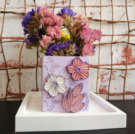 Set decorativ pahar mov cu floricele [3]