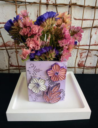 Set decorativ pahar mov cu floricele [5]