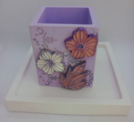 Set decorativ pahar mov cu floricele [17]