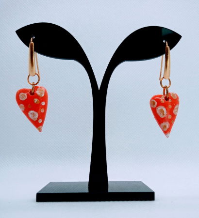 Cercei handmade - Cercei  inimioare cu buline