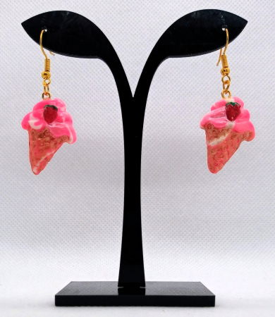 Cercei handmade - Cercei Cornetto roz