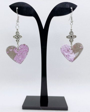 Cercei handmade - Cercei inimă - violet argintiu