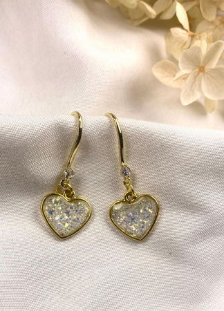 Cercei handmade - Cercei inimioare aurii