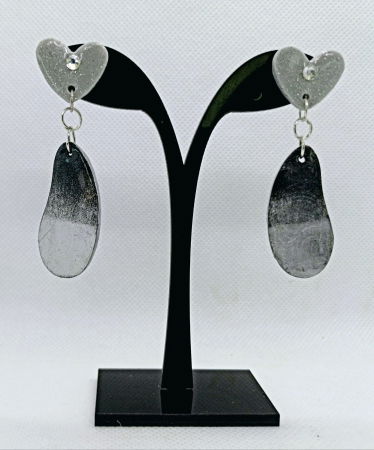 Cercei handmade - Cercei "picături de ploaie" negri-argintii