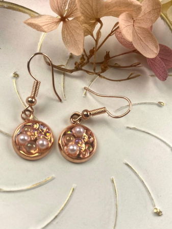 Cercei handmade - Cercei rotund bronz perla