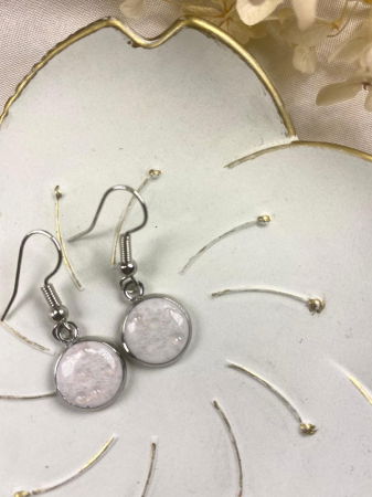 Cercei handmade - Cercei rotund alb