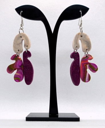 Cercei handmade - Cercei coral mov