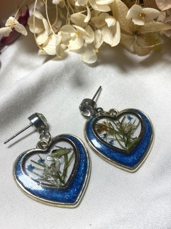 Cercei handmade - Dublu inimoare albastre 2