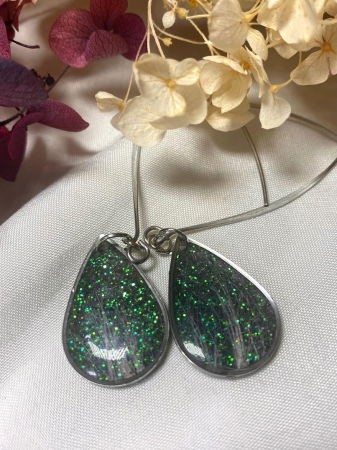 Cercei handmade - Picature verde