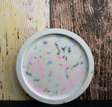 Ceramica handmade - Suport rotund din ceramica "rainbow effect"