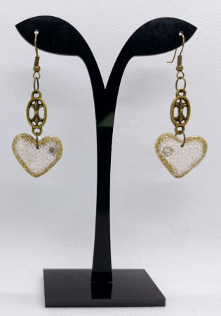 Cercei handmade - Cercei "inimioara 2" cu accesorii culoarea bronzului