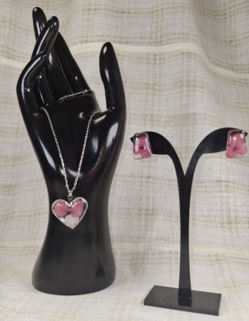 Set lanțisor și cercei  'hortensie roz' [3]