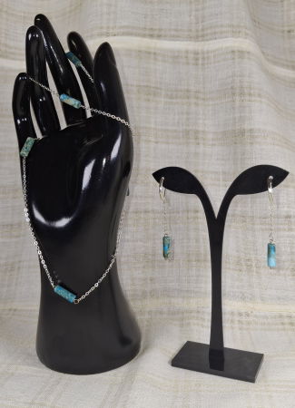 Set elegant din jasp imperial albastru - colier si cercei [4]