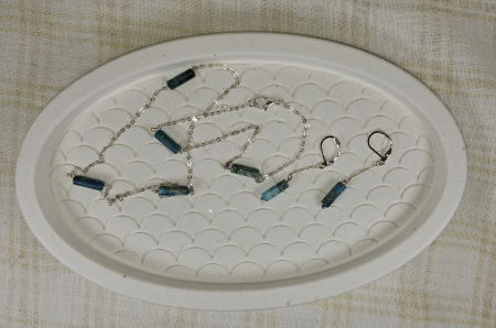 Set elegant din jasp imperial albastru - colier si cercei [3]