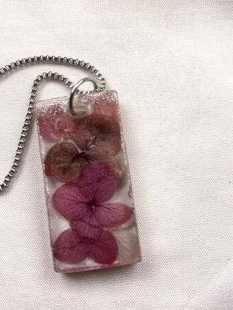 Inele handmade - Lantisor si inel  'hortensie'