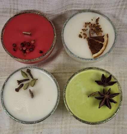 Lumanare craciun parfumata de ceară de soia in sticlă