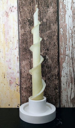 Lumanari din ceara de albine - Lumanare decorativa din ceara naturala de albine + suport rotund din ceramica handmade