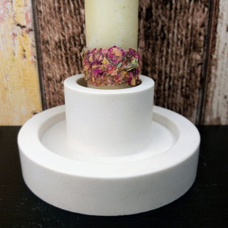 Lumanare decorativa din ceara naturala de albine + suport rotund din ceramica handmade [1]