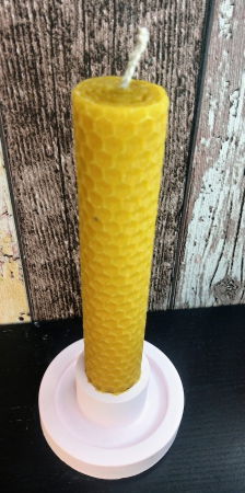 Lumanare decorativa din ceara naturala de albine + suport rotund din ceramica handmade [2]