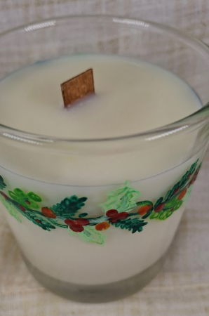 Lumanare craciun albă parfumata de ceară de soia pictat manual în sticlă [4]