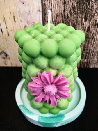 Lumanare parfumata din ceara de soia ecologica + farfurie ceramica handmade [2]