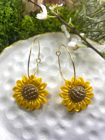 Cercei handmade - Florile galben maro