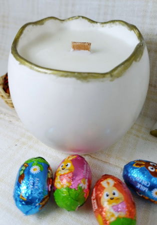 Ou alba cu lumanare alba din ceara de soia + iepuraș din ceramică handmade [1]